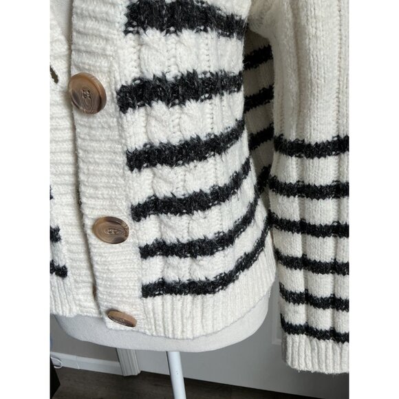 Lucky Brand Womens White & Blue Striped Button Up Cardigan Sweater Small‎ - Picture 2 of 10